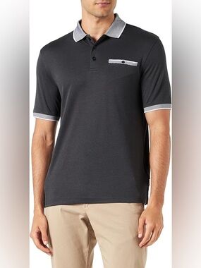 Bugatti | Black Polo with Contrast Gray Trim Non Iron XXL